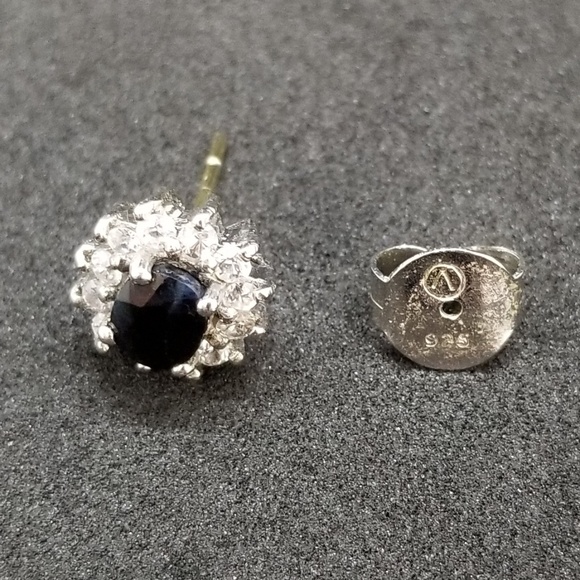 Sterling silver cubic zirconia & sapphire earrings - Picture 7 of 7